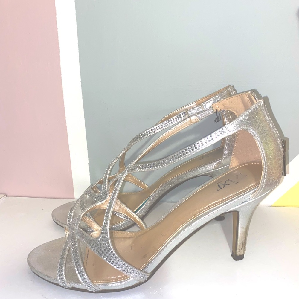 TAXI Silver Carmen Strap Heels